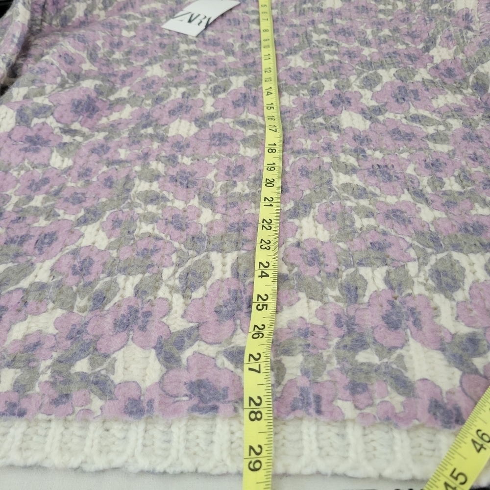 Zara Women's Floral Chunky Oversized Soft Warm Wool Blend Pullover Sweater M - Picture 8 of 11